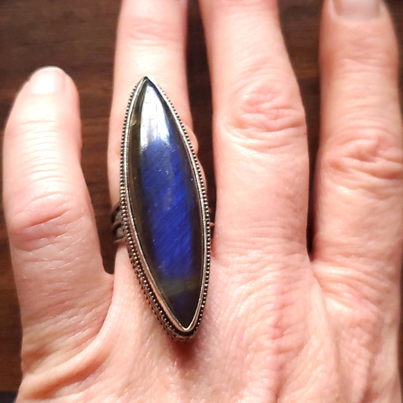 New Huge Labradorite 925 Silver Statement Ring. - Picture 15 of 16